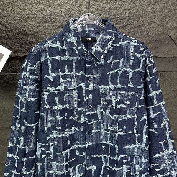SS24 ★フェンディ「FF」デニムオーバーシャツ 偽物 FW1292AR9NF0UV2